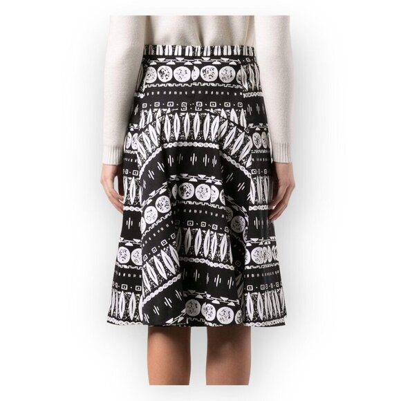 Veronica Beard Woodblock Print Midi Skirt, Black/white, Size 10 - Picture 13 of 14
